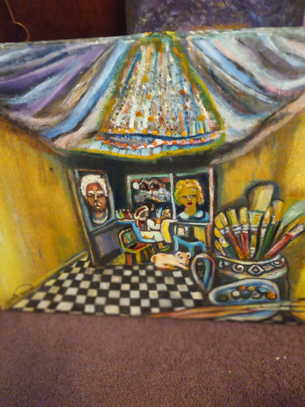 ME AND MY DOG BLANCO Hand-Painted Yellow and Purple Decorative Art Panel Accents